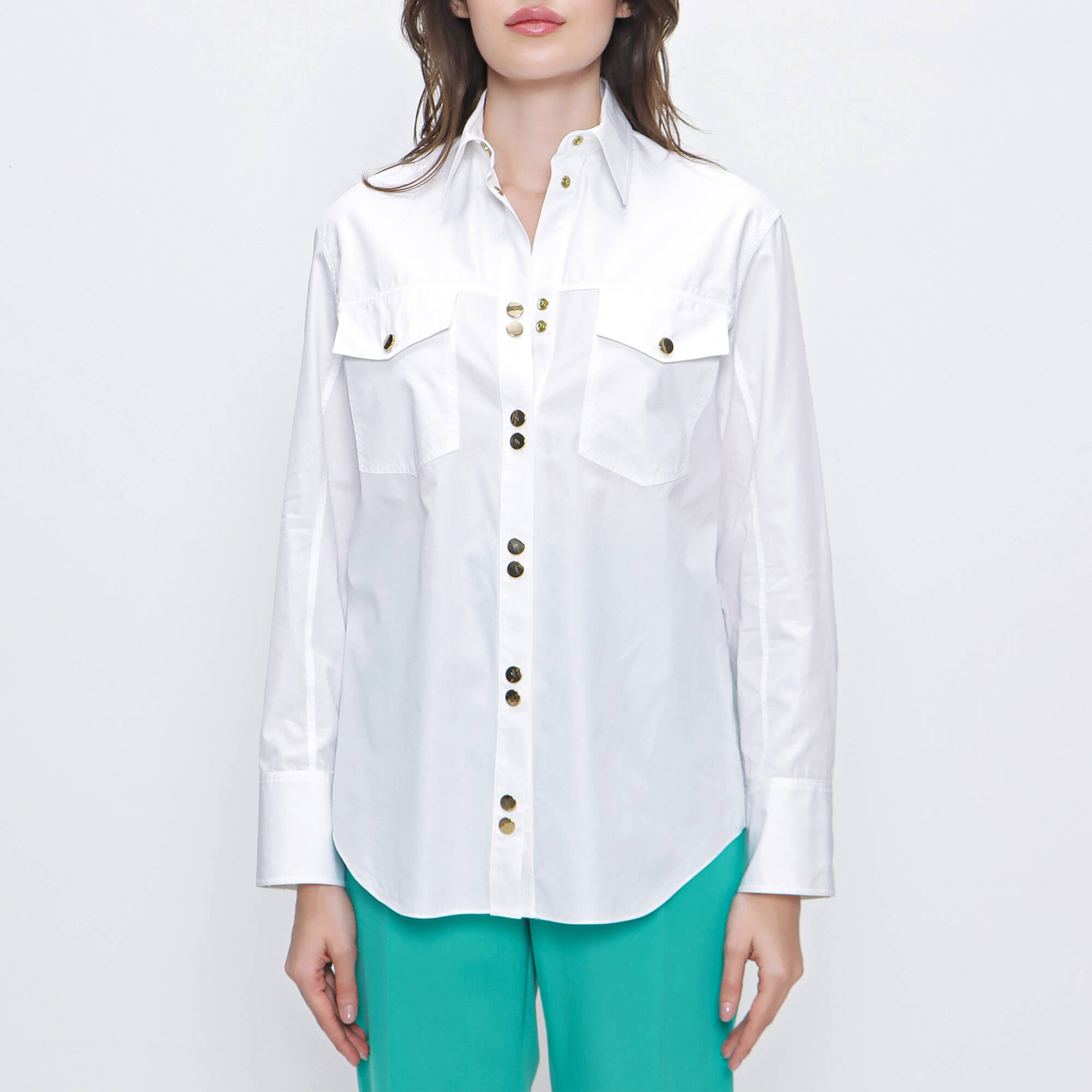 Balmain - White Cotton Gold Button Shirt 